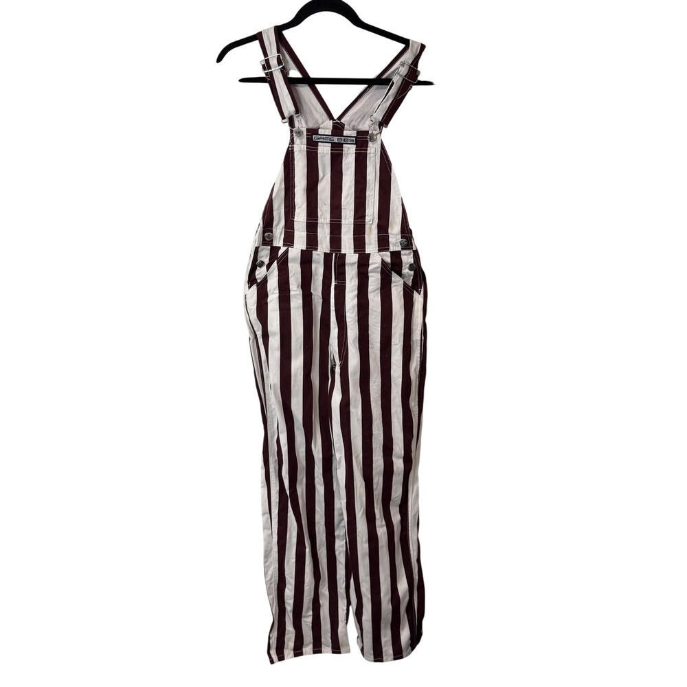 Game Bibs Adult Unisex Overalls XS Maroon White Stripe Fan Gear Tailgate College